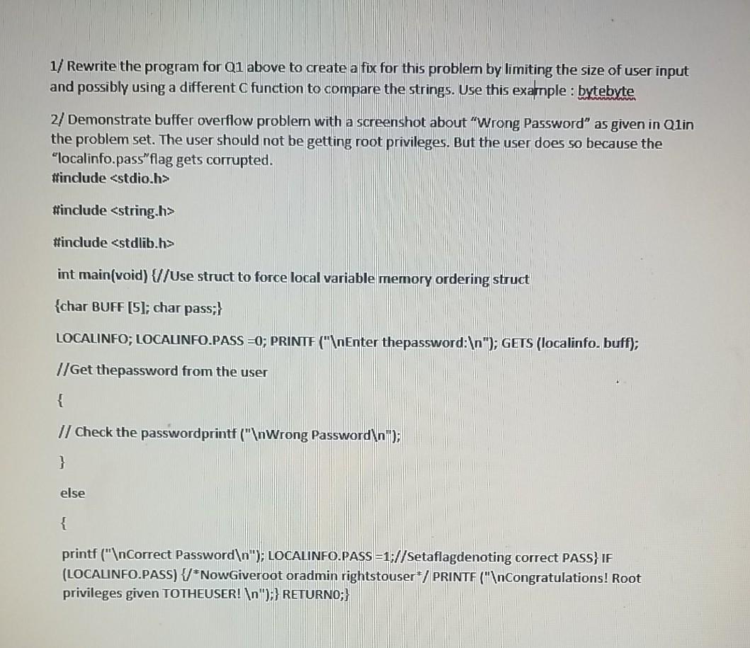 1&2 1/ Rewrite the program for Q1 above to create a