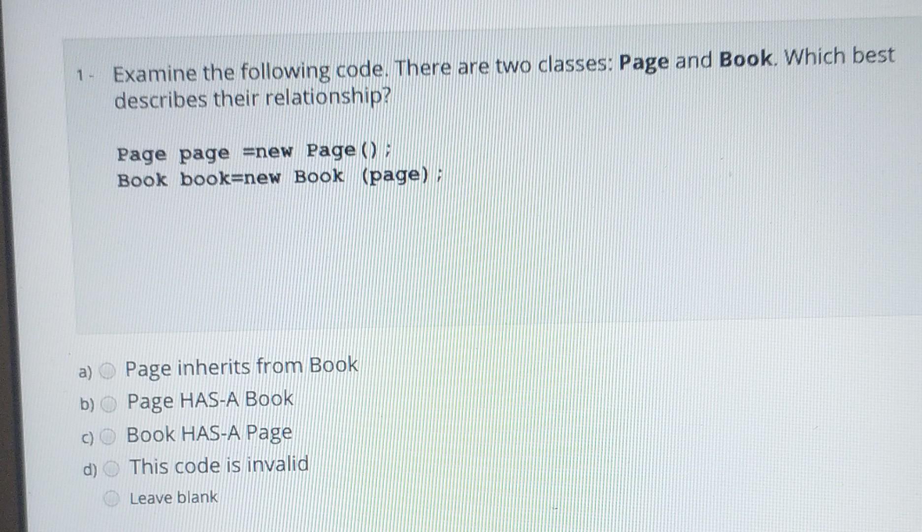  1- Examine the following code. There are two classes: Page and