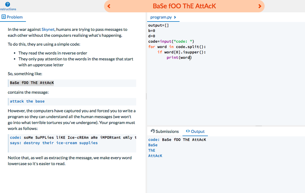 Python question: i'm having trouble with this please help. 2 BaSe fOO