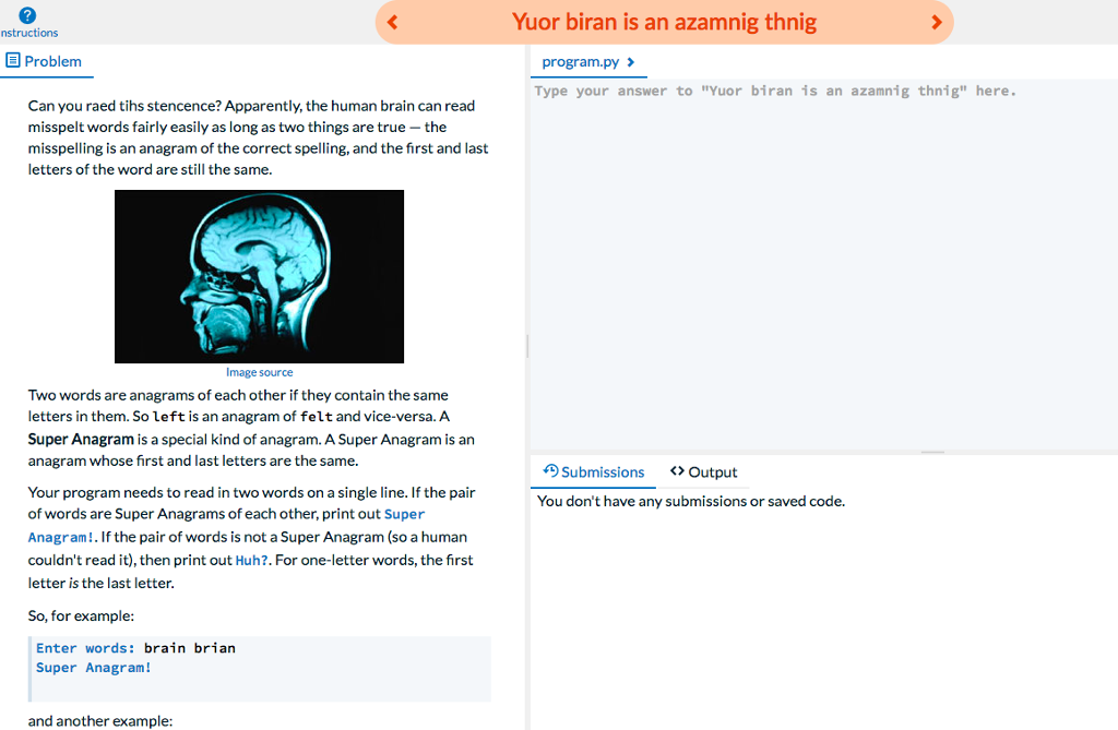 ThE AttAcK Problem program.py output [] b 0 d 0 code-input("code: ")