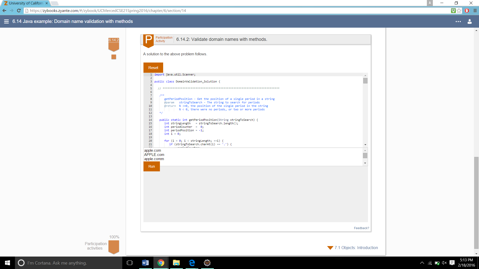 Get the position of a single period in a string. @param stringToSearch