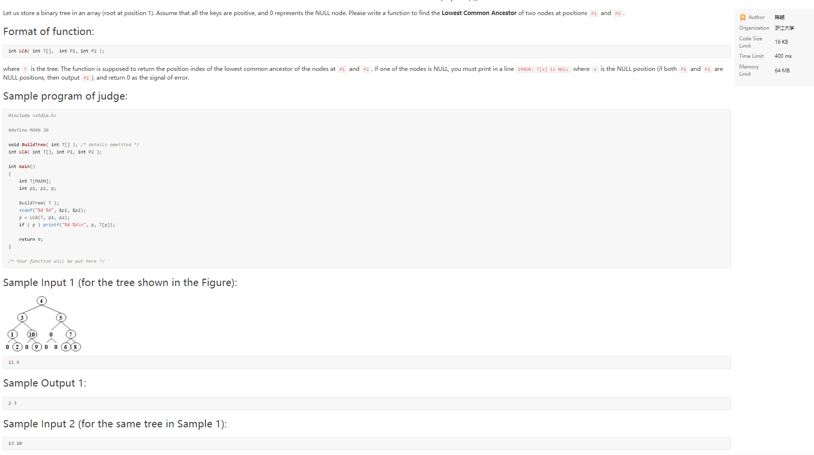  Let us store a binary tree in an array (root at
