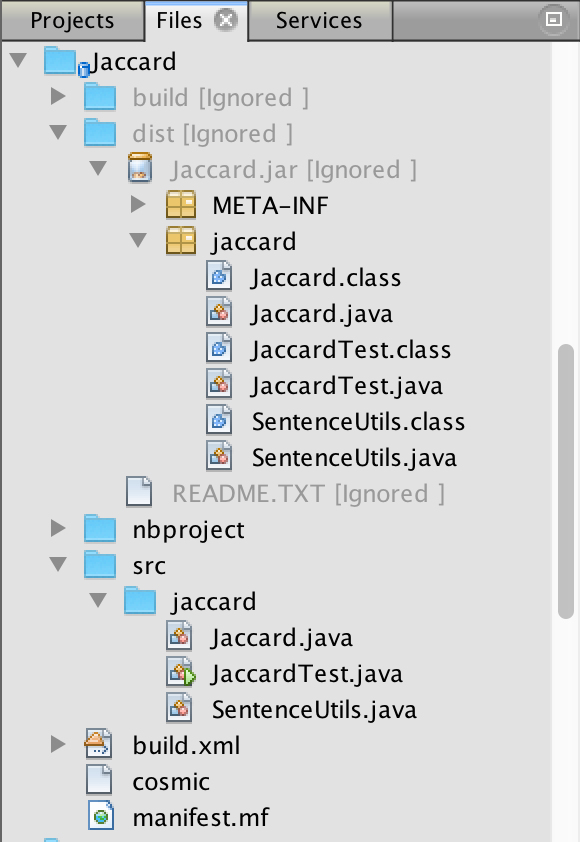 must use the test driver program (JaccardTest.java) given below without any changes,