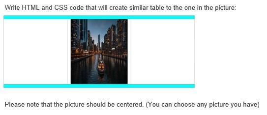  Write HTML and CSS code that will create similar table to