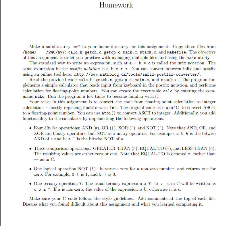 [C code] building a Postfix Notation calculator I have to convert or