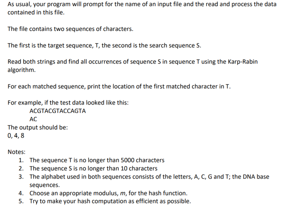 C++ program using Karp-Rabin Algorithm. The Karp-Rabin algorithm looks like this: hash_s=hash(s)
