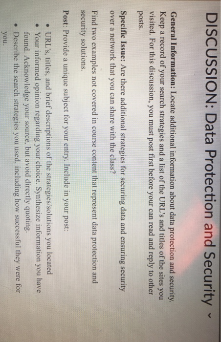  DISCUSSION: Data Protection and Security : Locate additional information about data