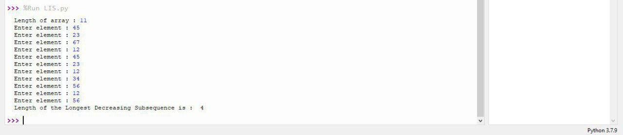 Develop a Python which is to find the longest decreasing subsequences of