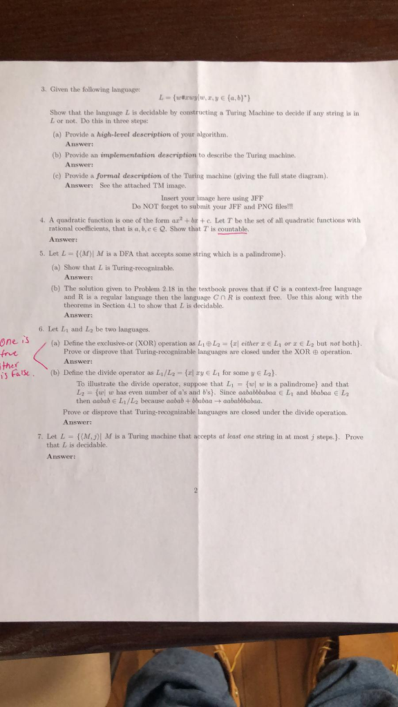  3. Given the flowing languagefa.b) Show that the language L is