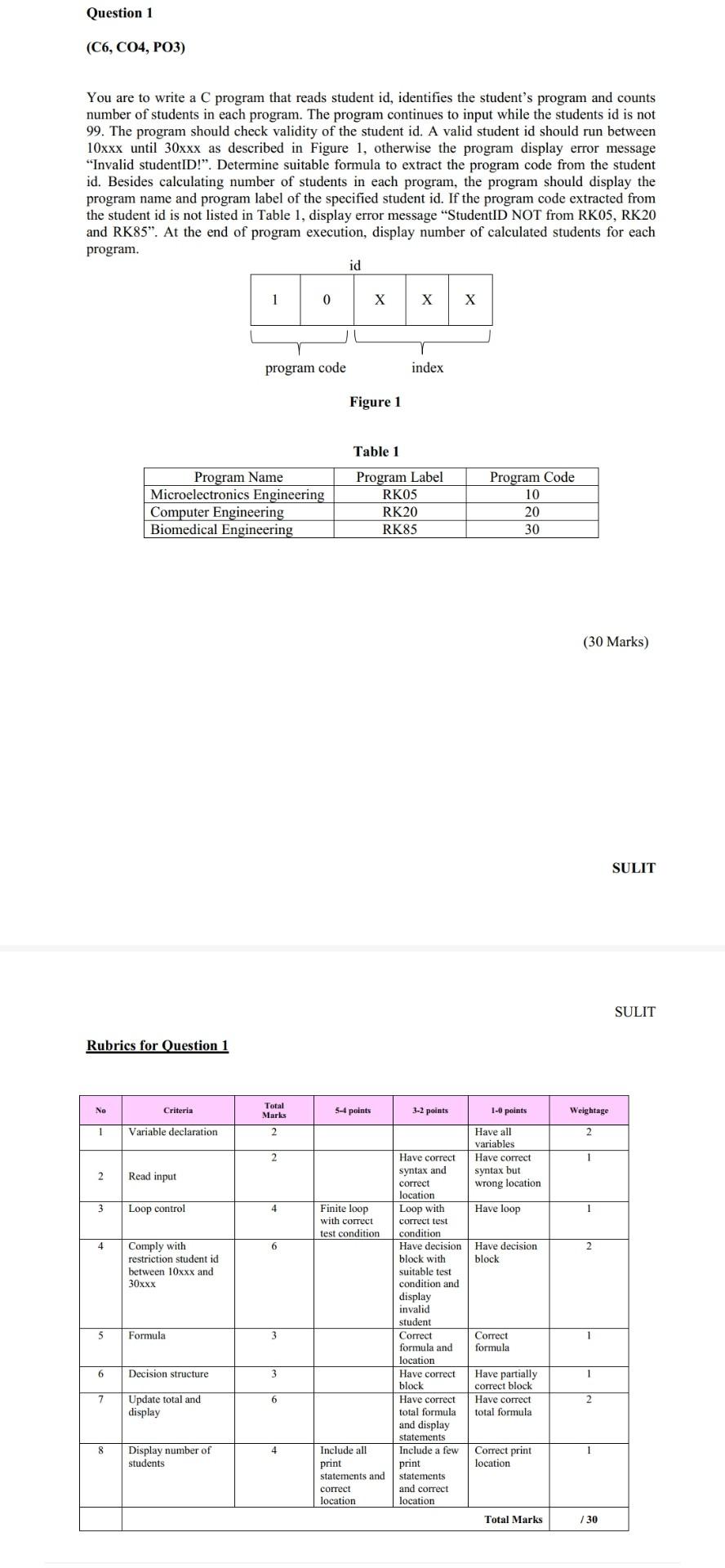 Can help me solve this c programming c follow the rubric.