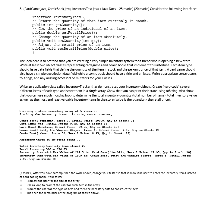Consider the following interface: interface InventoryItem { // Return the quantity