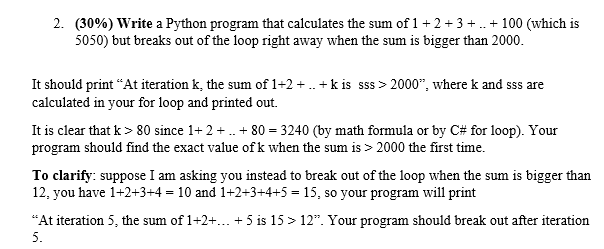  2. (3096) Write a Python program that calculates the sum of