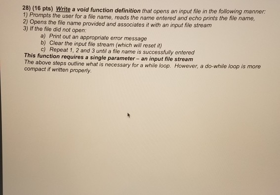  Write this script in c++ language. (16 pts) Write a void