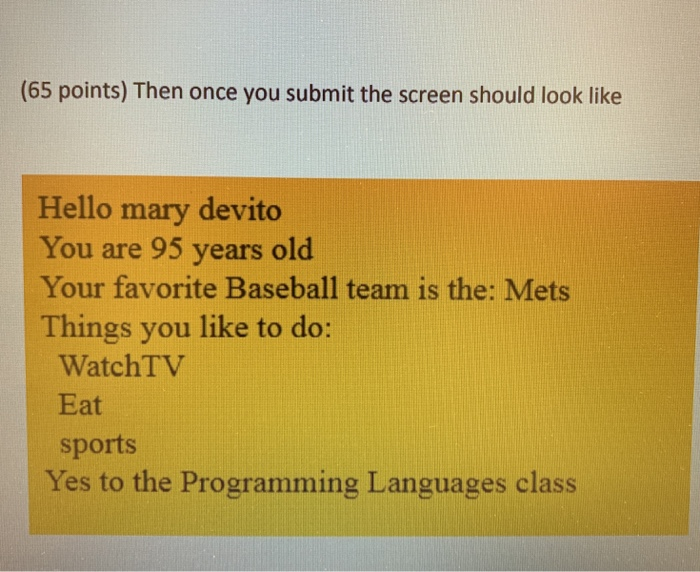 your name? Select your favorite baseball team Mets What is your favorite