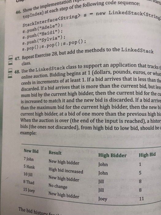  47 for a l t starti LinkedStack string StackInterface String>s new