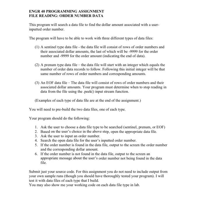  Try to use switch statement thanks ENGR 40 PROGRAMMING ASSIGNMENT FILE