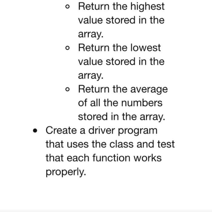 the array to hold that many numbers The destructor should free the