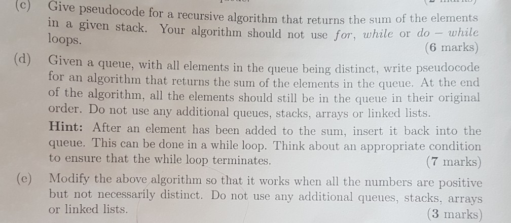 given an empty stack, execute the following sequence of operations: push(3), push(4),