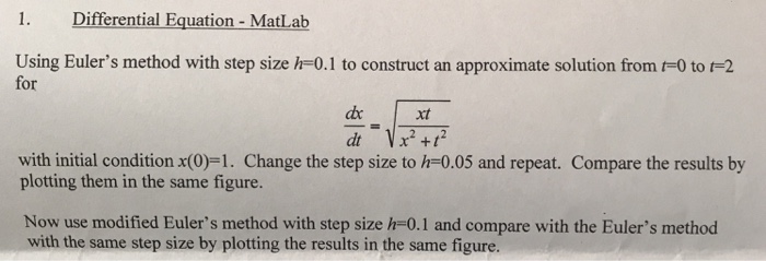  1. Differential Equation - MatLab Using Euler's method with step size