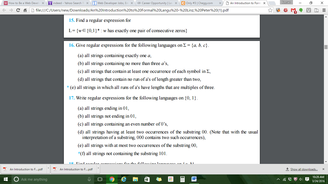 16. A & B Find a regular expression for Give regular expressions