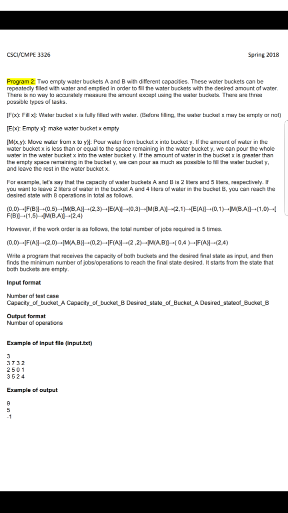 Please make sure to get input from text file, NOT user input.