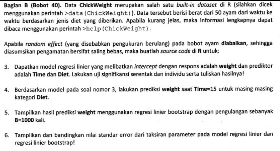  How to solve these problem using R Studio? Bagian B (Bobot