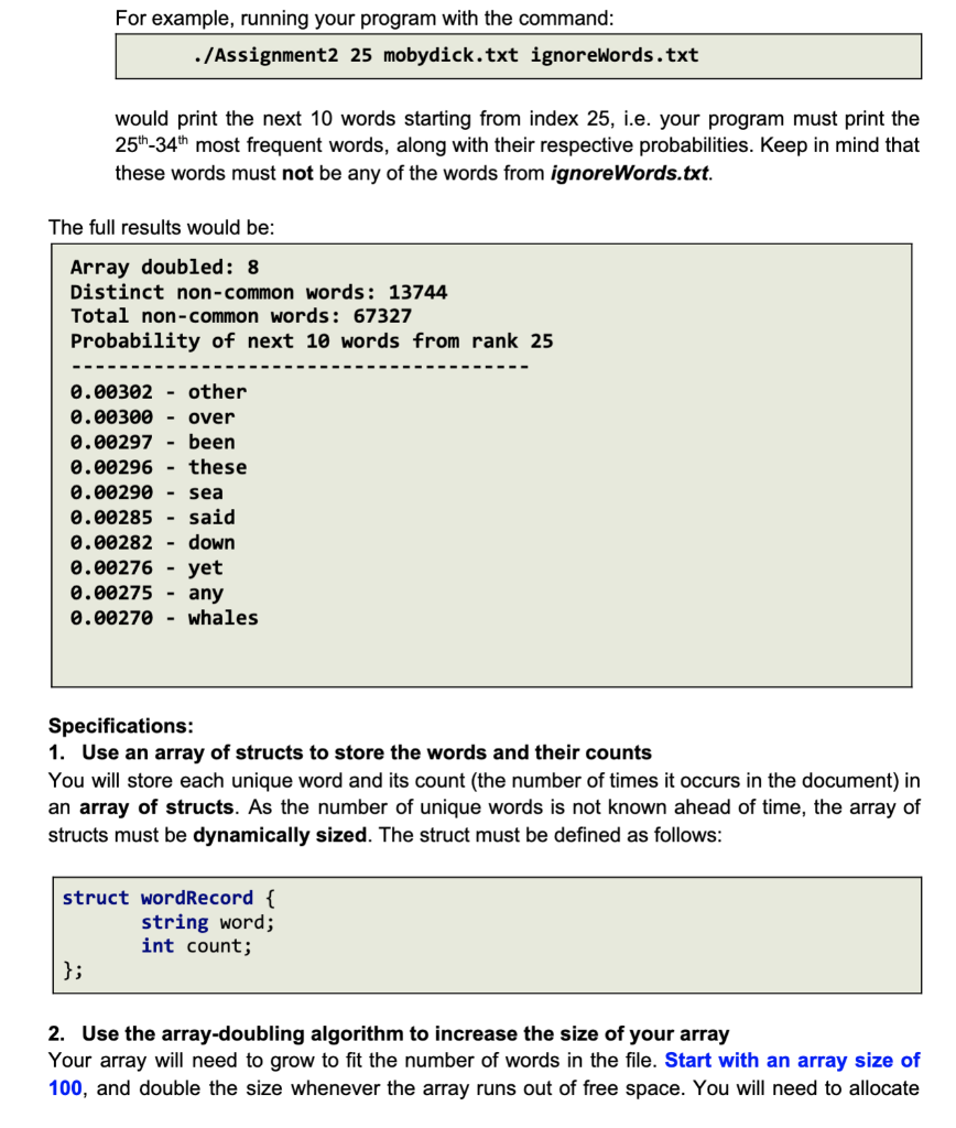 it would get the expected output (shown below) Test Expected Got ./program