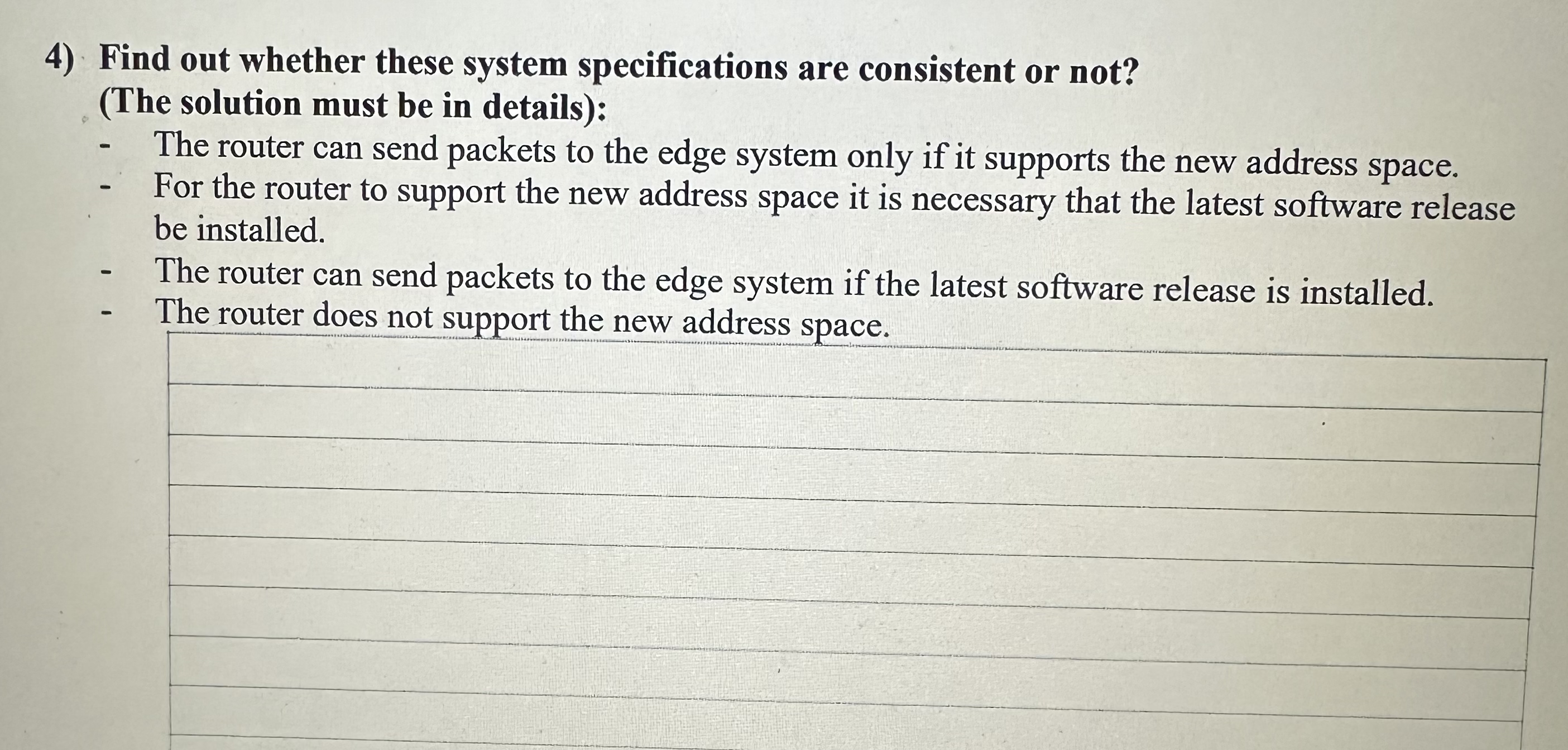  Q4; Find out whether these system specifications are consistent or not?