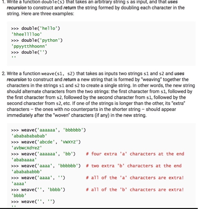  Do these question using recursive in the python and show the