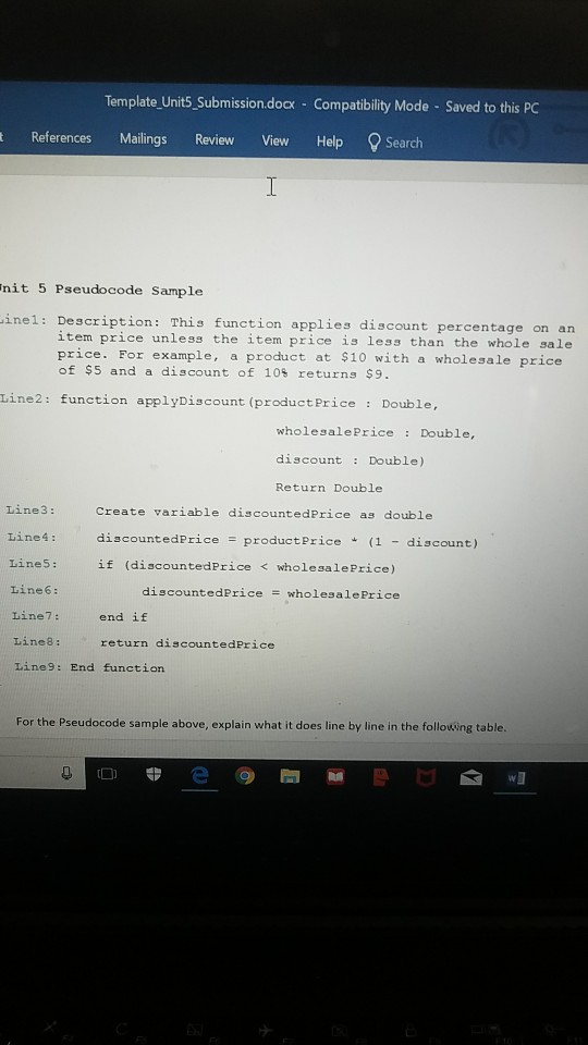 Template Unit5_Submission.doc Compatibility Mode - Saved to this PC References Mailings