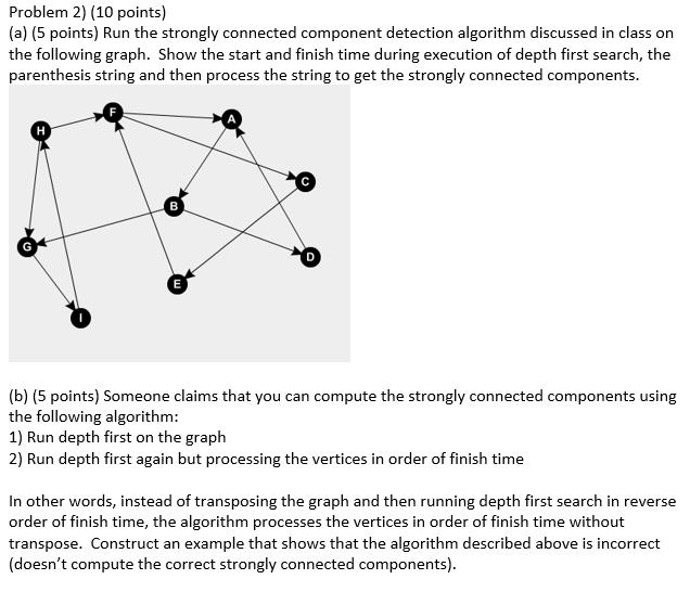 Problem 2) (10 points) (a) (5 points) Run the strongly connected component