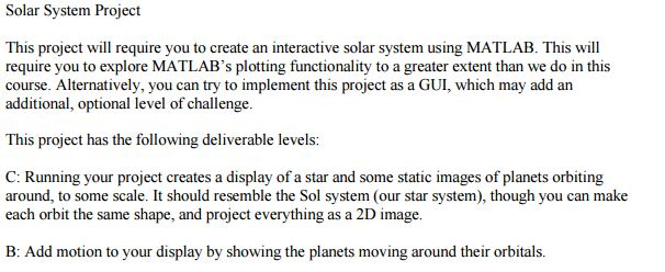  Solar System Project This project will require you to create an