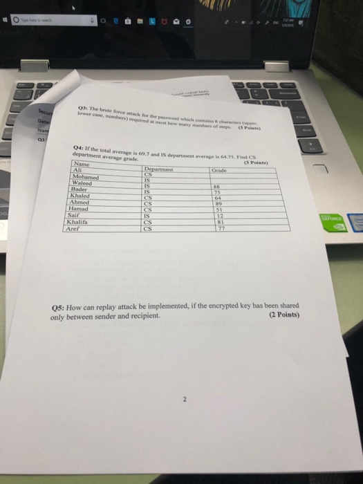  The subject is security Q3: The brute force attack for the