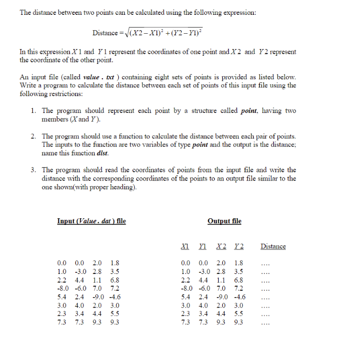 Code in Visual Studio C++/ Use intermediate/beginner code The distance between two