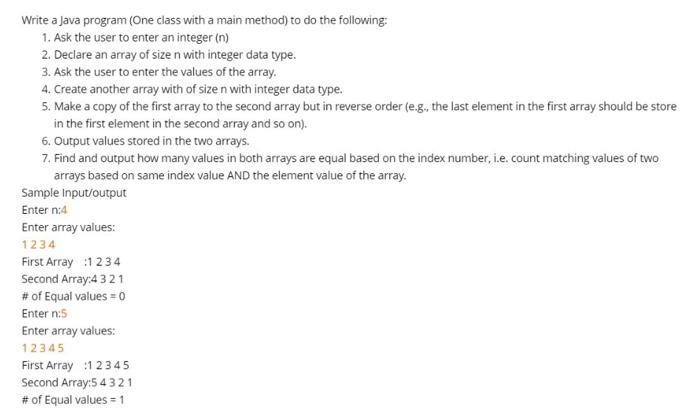  Write a Java program (One class with a main method) to