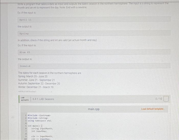  c++ Whte a program that takes a date as input and