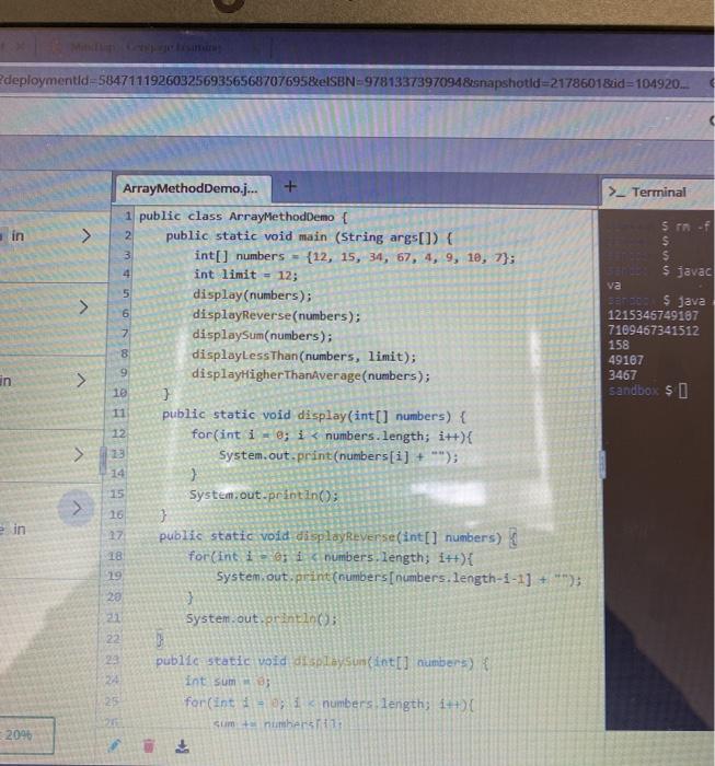 in ArrayMethodDemo class 2 3 4 6 Define display in ArrayMethodDemo class