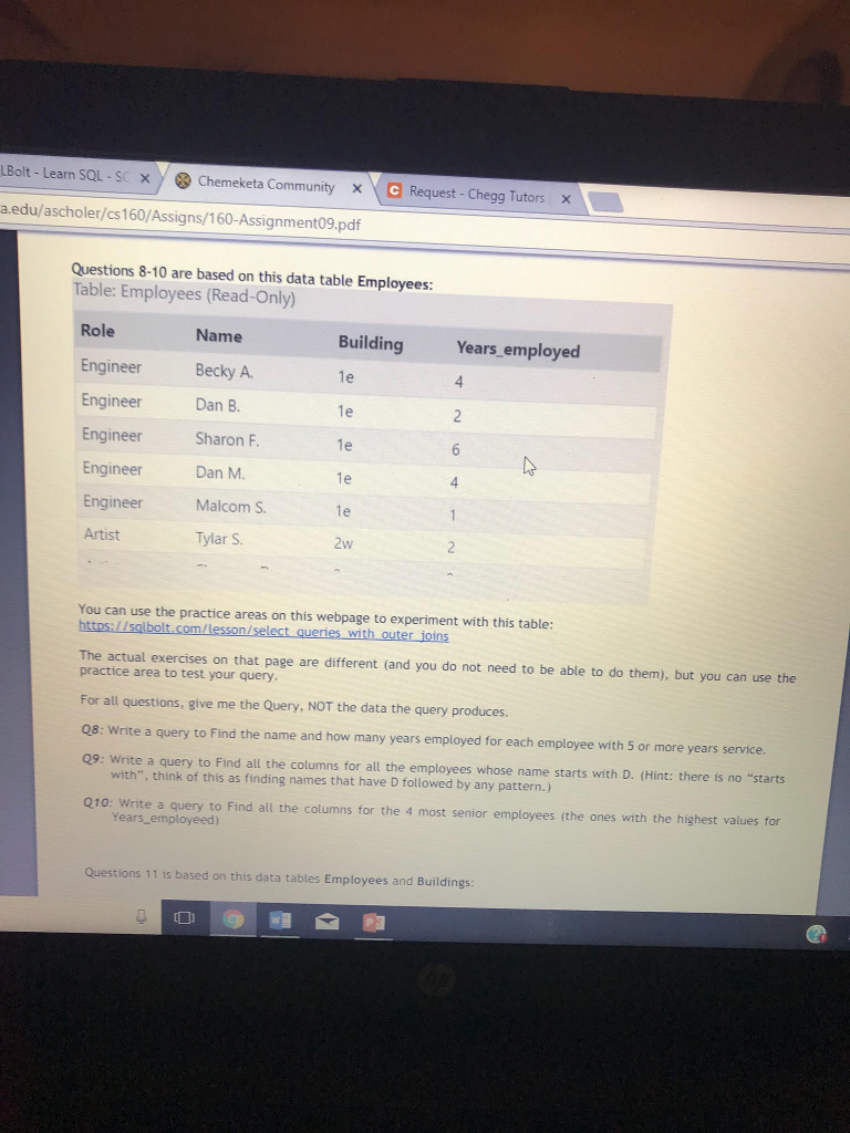Question 10) Write a query to Find all the columns for