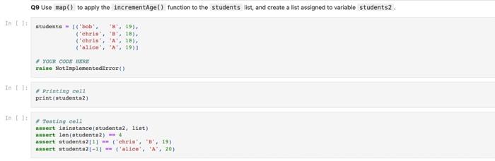  09 Use map() to apply the incrementAge() function to the students
