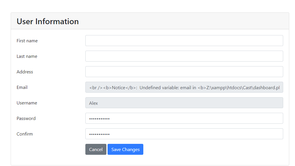 I get an error. Here is the php I'm using in the