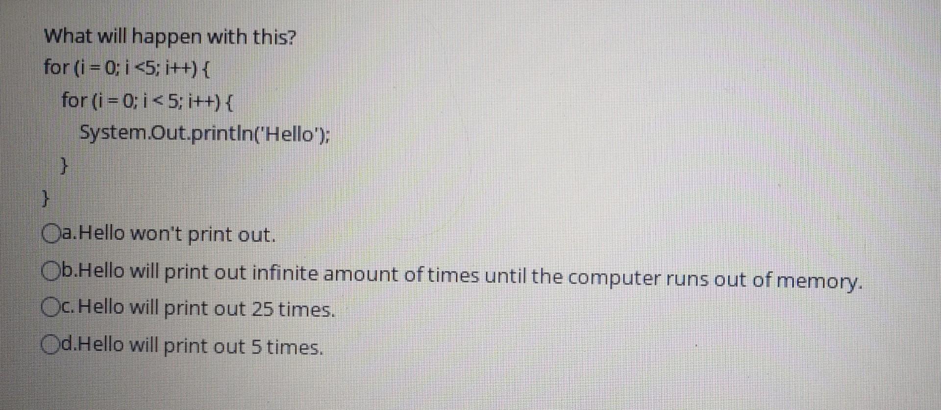  What will happen with this? for (i=0;i