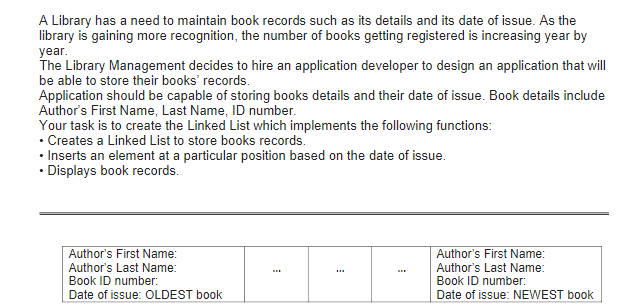  please write it on basic C programming A Library has a