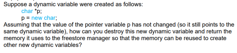 Suppose a dynamic variable were created as follows Assuming that the