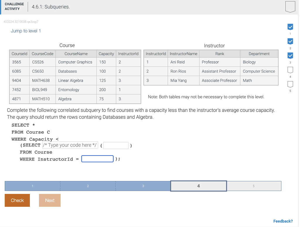 Course Instructor Note: Both tables may not be necessary to complete