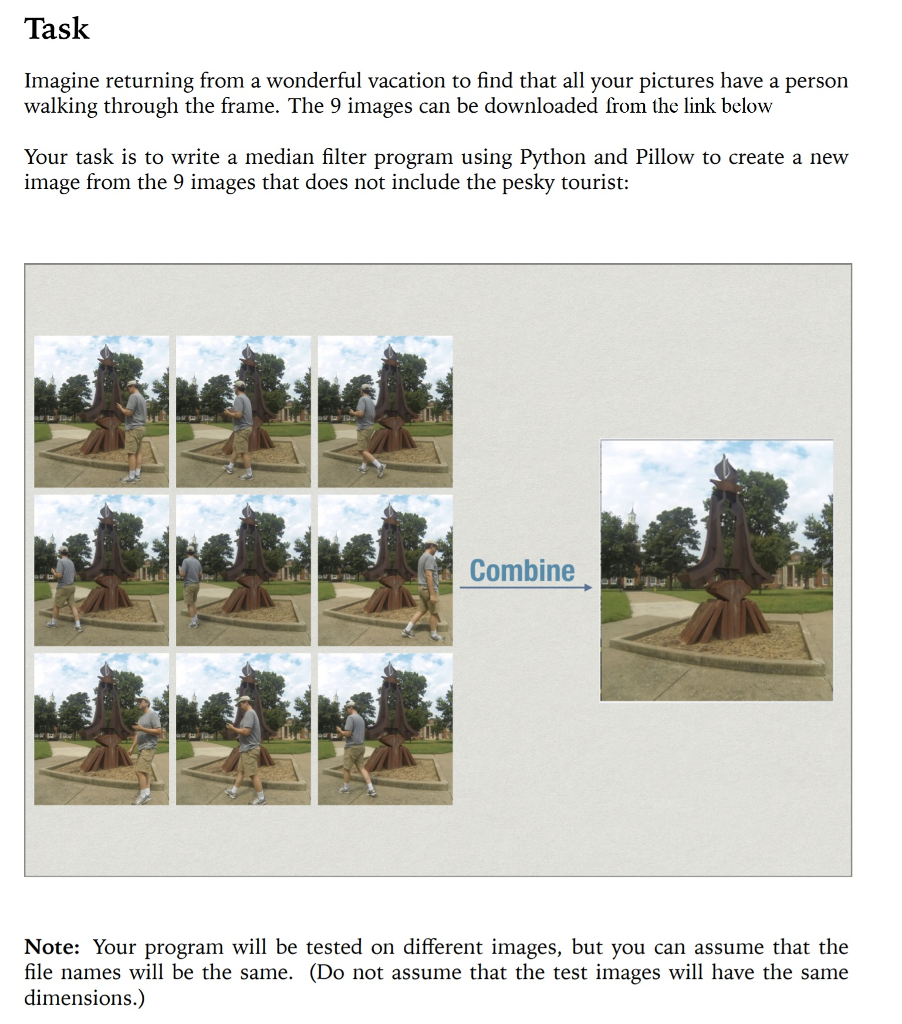 the following task in Python 3.6. Please help. Thank You! The 9