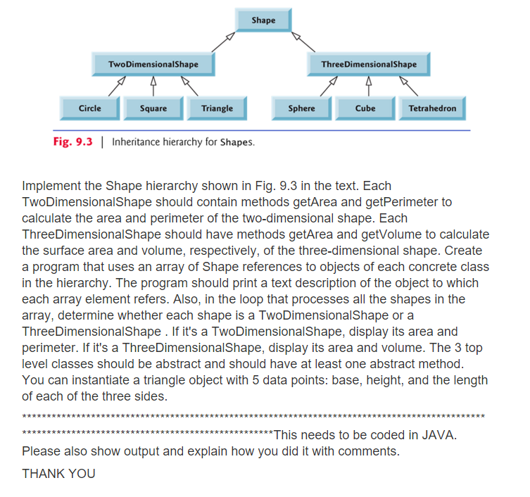 Implement the Shape hierarchy shown in Fig. 9. 3 in the