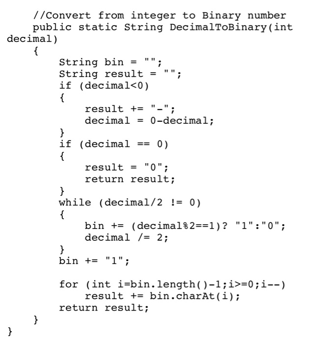 use the code to help convert from binary number to integer and