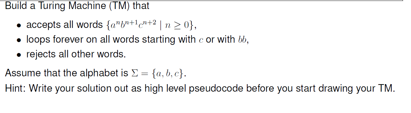 Build a turing machine Build a Turing Machine (TM) that accepts all