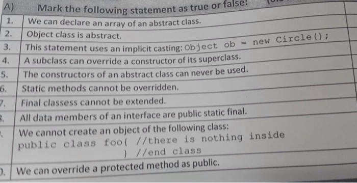  Computer science )Mark th e following statement as true or false!