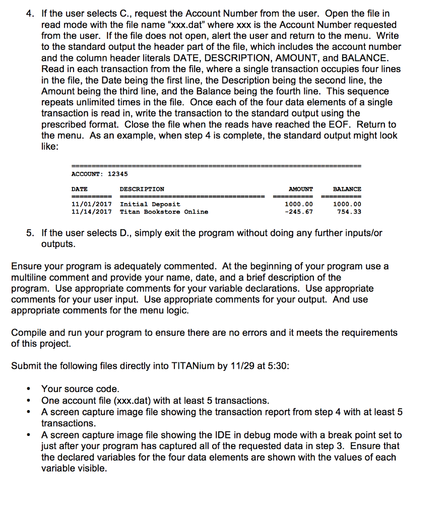 this project is to provide experience working with standard input, standard output,